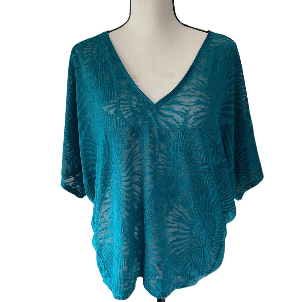 White House Black Market Blue-Green Summer Blouse Size S